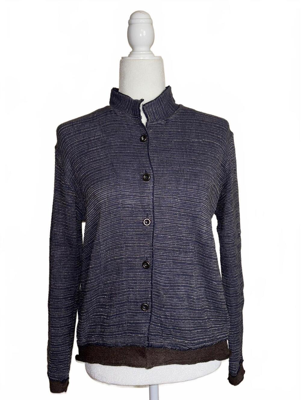 Linen & Wool Blend Transit Par Such Made in Italy Long Sleeve Button up Cardigan